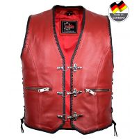Червоний чоловічий шкіряний жилет Motorcycle Club №9128