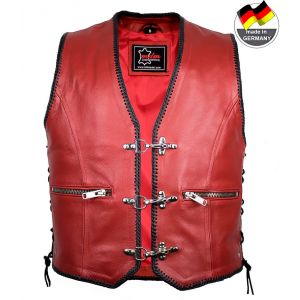 Червоний чоловічий шкіряний жилет Motorcycle Club №9128