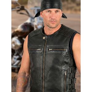 Байкерський шкіряний жилет 9124