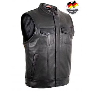 Байкерський шкіряний жилет з бічними блискавками №9114 Байкерський шкіряний жилет з бічними блискавками №9114