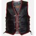 Чоловічий шкіряний жилет з червоними шнурами №901 Чоловічий шкіряний жилет з червоними шнурами №901
