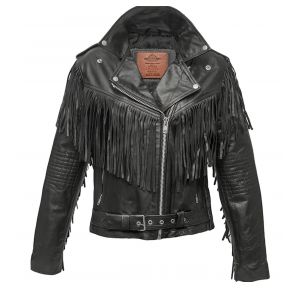 Жіноча шкіряна куртка з бахромою «Arctic Explorer»