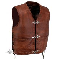 Байкерський шкіряний жилет Bon Brown – Класика та Надійність