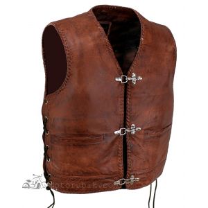 Байкерський шкіряний жилет Bon Brown – Класика та Надійність