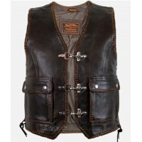Байкерський шкіряний жилет (Коричневий)