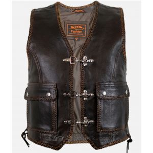 Байкерський шкіряний жилет (Коричневий)