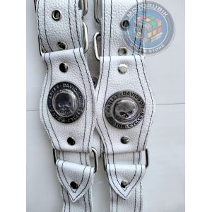 Байкерські шкіряні підтяжки ручної роботи (білі)