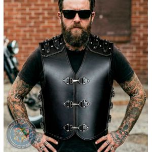 Шкіряний жилет для байкера "Броня-Класік"