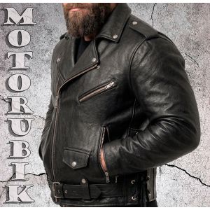 Байкерська  шкіряна косуха Rock (чорна)