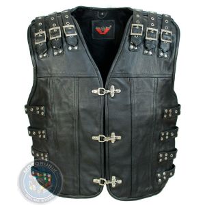 Жилет шкіряний CUSTOM Cracker, чорний