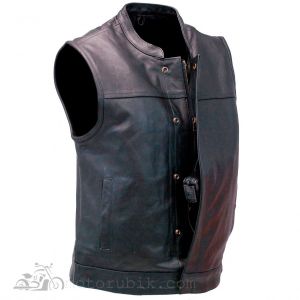 Байкерський шкіряний жилет "Сини Анархії" із цільню спинкою