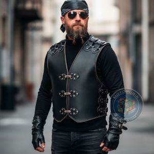 Байкерський шкіряний жилет "Броня-5"