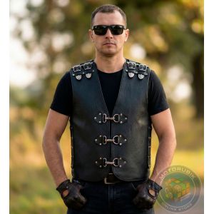 Чоловічий шкіряний жилет "Байкерський стиль"